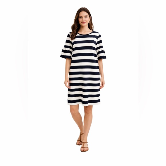 Lauren Ralph Lauren Dresses & Skirts - Lauren Ralph Lauren Striped Shift Ruffle Sleeve Casual Summer Dress Size M
